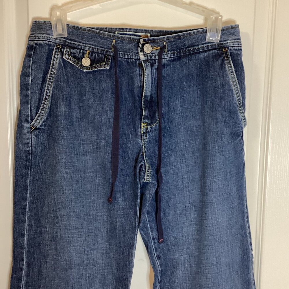 Old Navy Just Below The Waist Women's Wide Leg Denim Jeans Size 4 Draw String - Picture 2 of 8